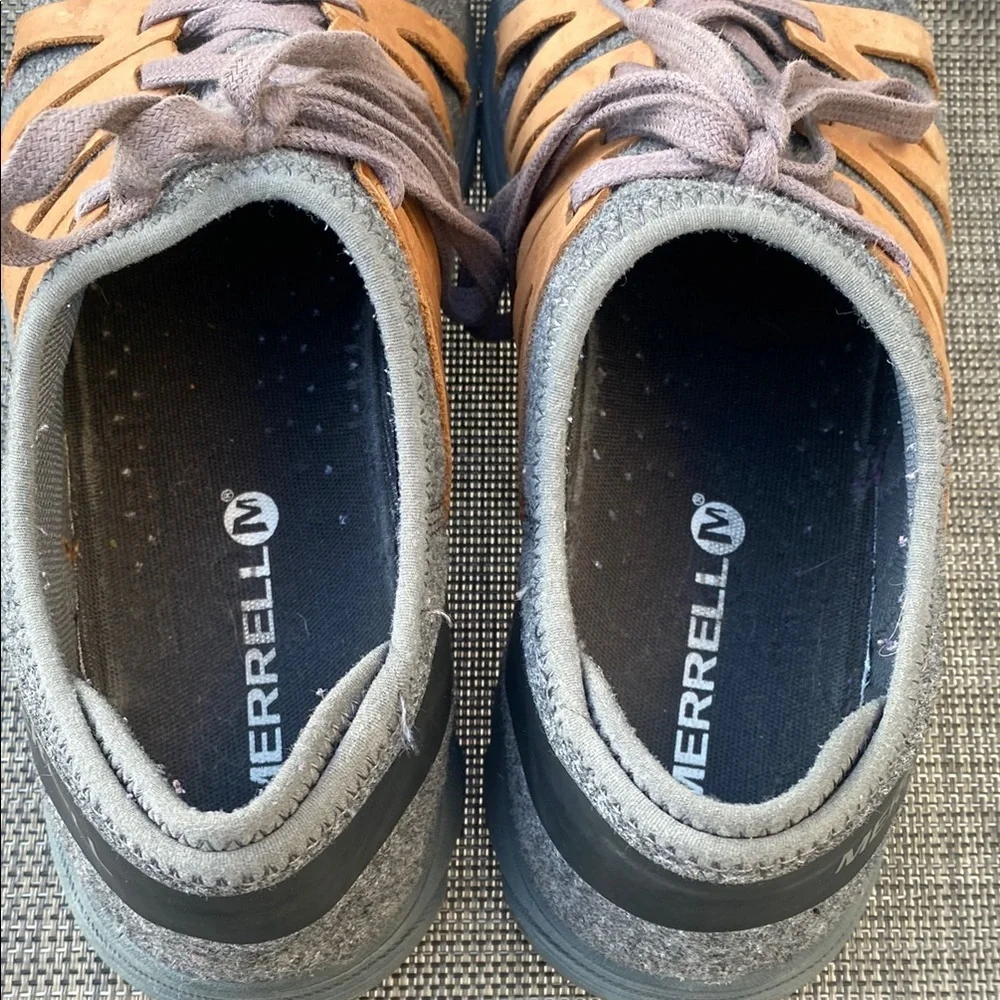 Merrell Riveter Gray and Tan Casual Wool Sneakers Women Size 7.5 - Picture 4 of 16